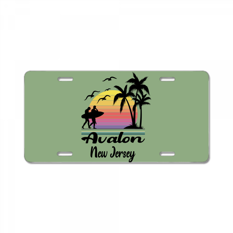 Avalon New Jersey Seaside Retro Sunset License Plate | Artistshot