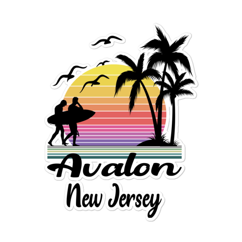 Avalon New Jersey Seaside Retro Sunset Sticker | Artistshot