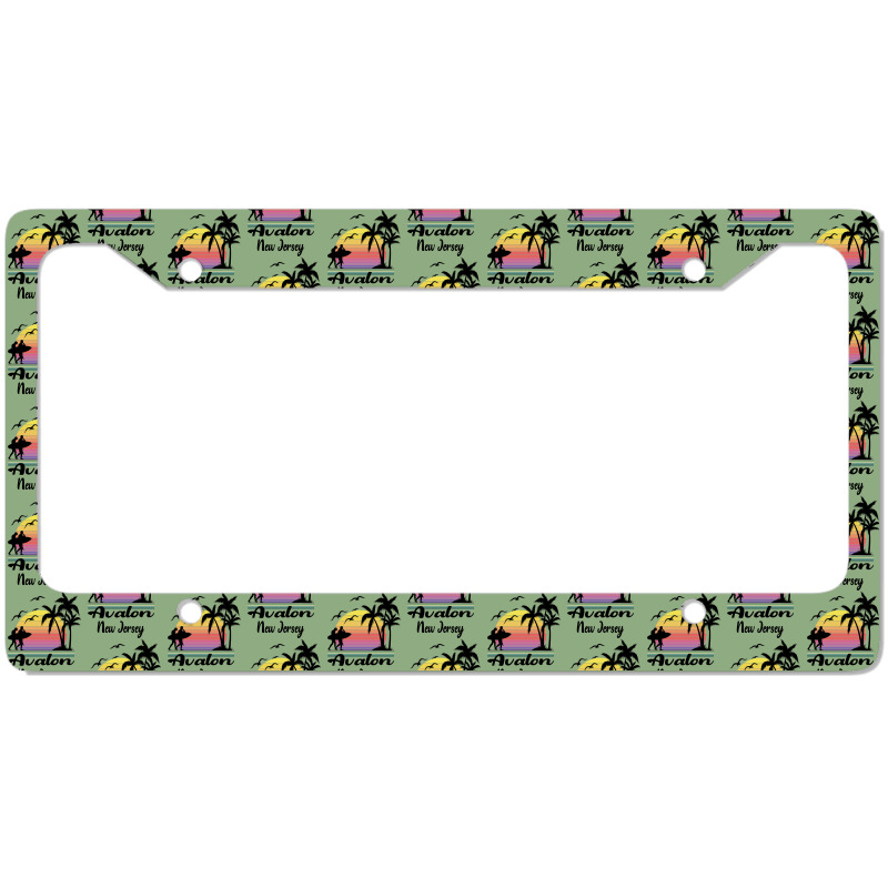 Avalon New Jersey Seaside Retro Sunset License Plate Frame | Artistshot