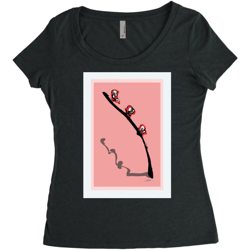 Flower Buds In Chinese Atmosphere Poster Travel Women's Triblend Scoop T-shirt by arapesurijaz | Artistshot