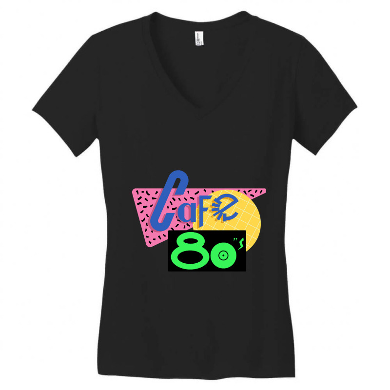 Back To The Future Cafe 80s Shirt - Most Accurate Clean Vector Art!! Women's V-Neck T-Shirt by kundalinitrampled75 | Artistshot