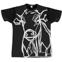 Baby Cow Calf White Line Art Graphic T-shirt | Artistshot