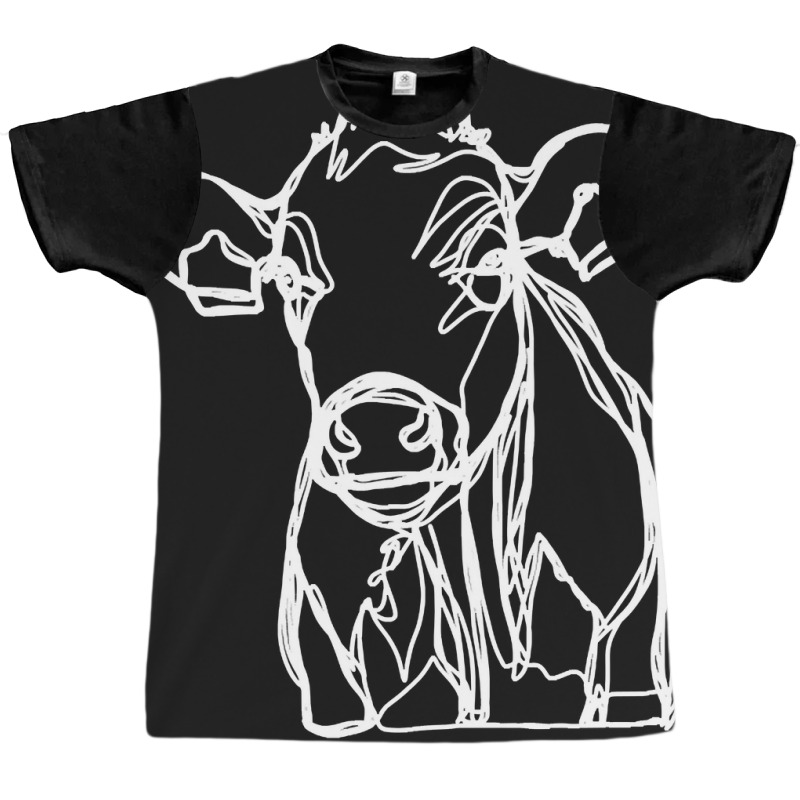 Baby Cow Calf White Line Art Graphic T-shirt by templetracking23 | Artistshot