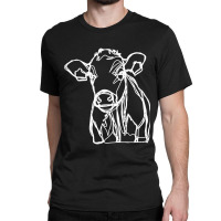 Baby Cow Calf White Line Art Classic T-shirt | Artistshot