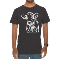 Baby Cow Calf White Line Art Vintage T-shirt | Artistshot