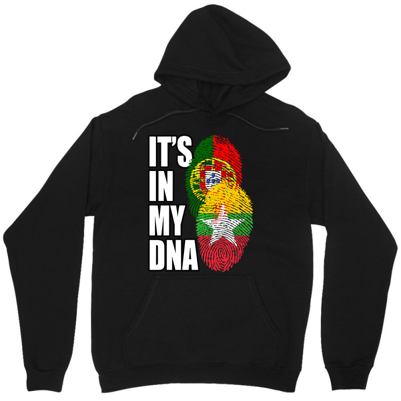 Burmese And Portuguese Mix Heritage Dna Flag Unisex Hoodie by denverhumans58 | Artistshot