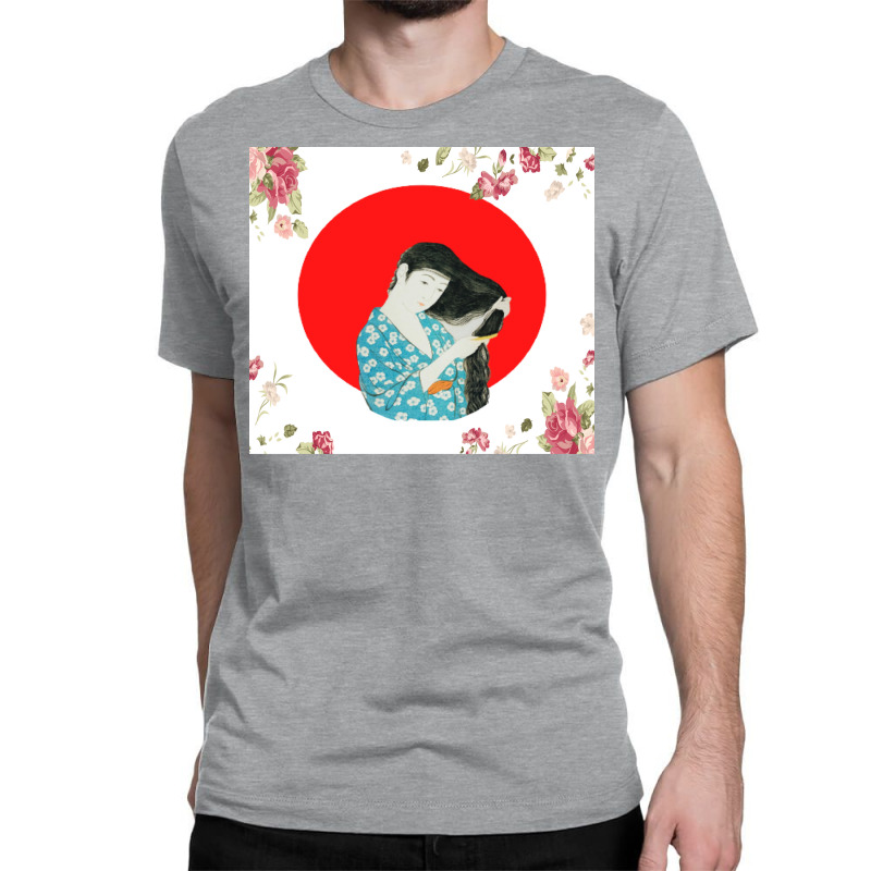 Geisha Combing Her Hair 1920 Poster Trending Green Classic T-shirt by gavrikashten0 | Artistshot