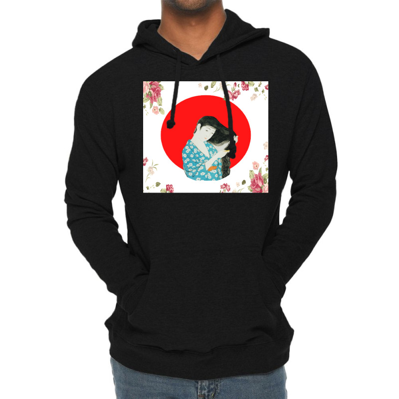 Geisha Combing Her Hair 1920 Poster Trending Green Lightweight Hoodie by gavrikashten0 | Artistshot