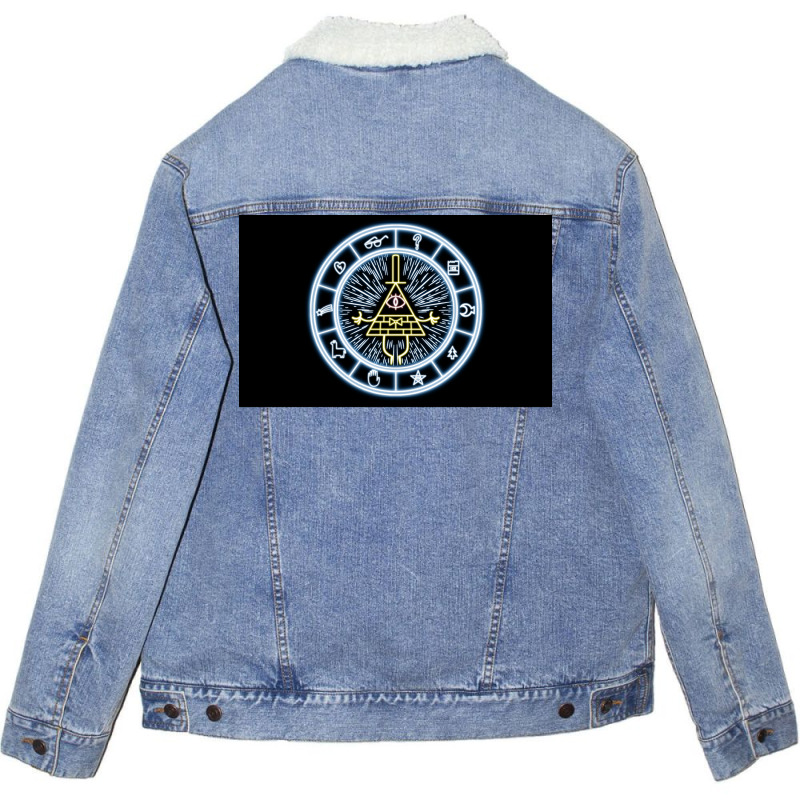 Gravity Falls Bill Cipher Wheel Poster Summer Unisex Sherpa-Lined Denim Jacket by roccionsteeleys | Artistshot