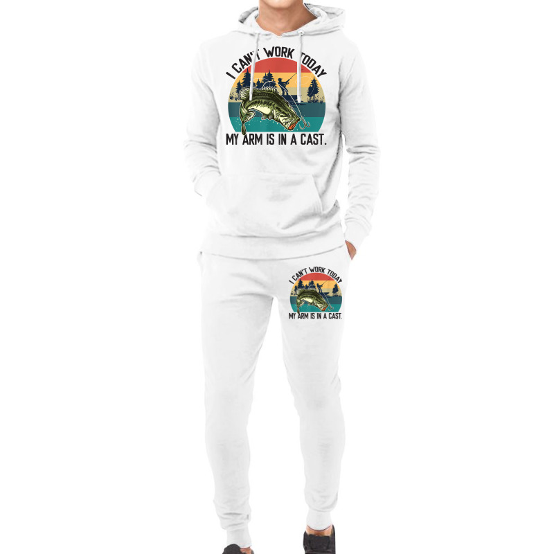 Mens I Can't Work Today, My Arm Is In A Cast, Fishing Vintage T Shirt Hoodie & Jogger Set | Artistshot