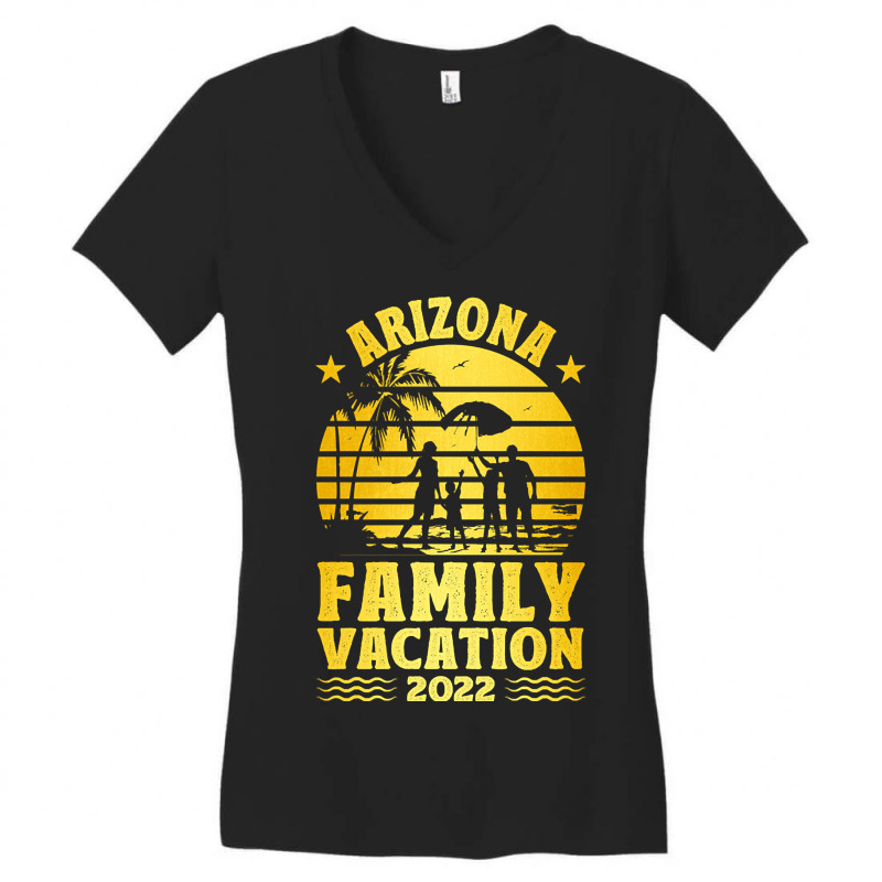 Arizona Family Vacation 2022 Gold Summer Vacation Trip Palm Trees Women's V-Neck T-Shirt by stumbledfeatures425 | Artistshot