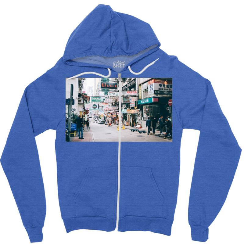 Hong Kong Vibes Feel The City Poster Hippie Zipper Hoodie by gavrikashten0 | Artistshot