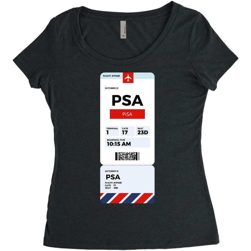 Pisa Boarding Pass Women's Triblend Scoop T-shirt by saddestrent378 | Artistshot