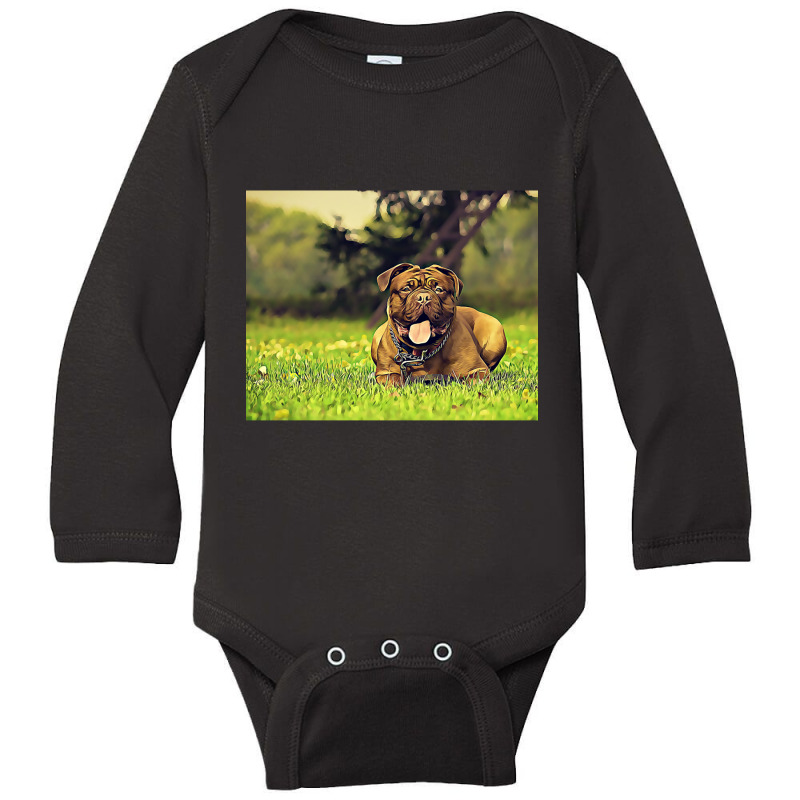 Pitbull Vibrant Painting Long Sleeve Baby Bodysuit by saddestrent378 | Artistshot