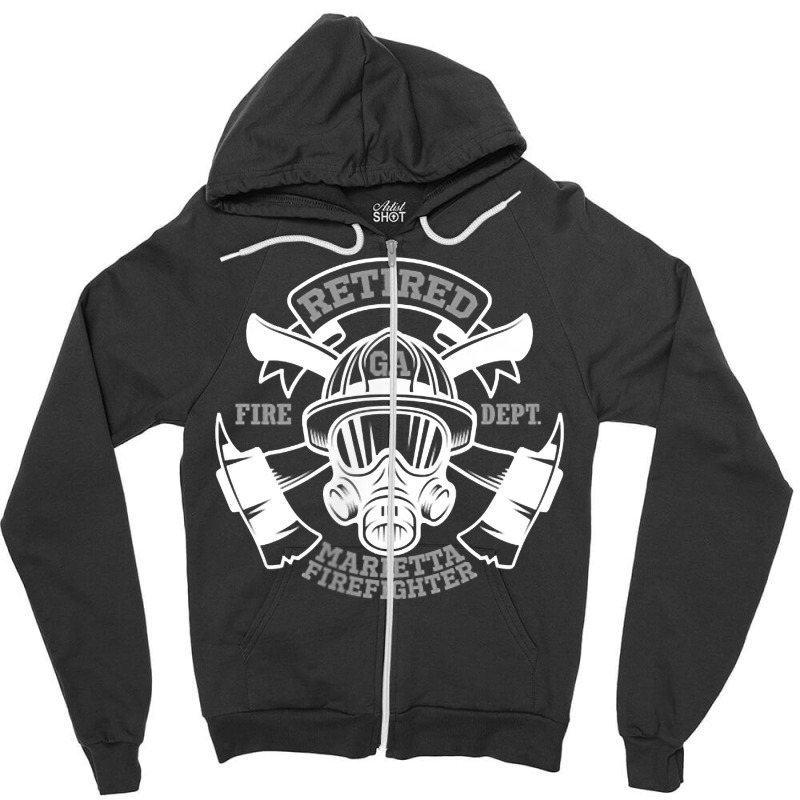 Retired Firefighter Marietta, Georgia Tribute   2 Sided T Shirt Zipper Hoodie | Artistshot