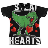 I Steal Hearts Dinosaur Funny Valentines Day Poster Girl Graphic T-shirt | Artistshot