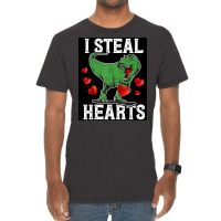 I Steal Hearts Dinosaur Funny Valentines Day Poster Girl Vintage T-shirt | Artistshot