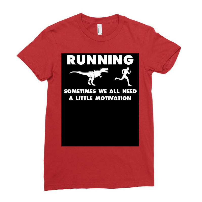 Funny Running Runner Motivation Dinosaur Raptor Gag Gift Poster Boy Ladies Fitted T-Shirt by sigetcongyue | Artistshot