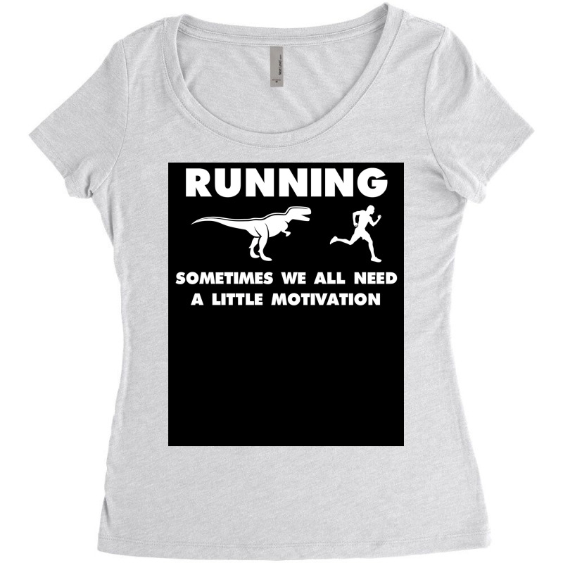 Funny Running Runner Motivation Dinosaur Raptor Gag Gift Poster Boy Women's Triblend Scoop T-shirt by sigetcongyue | Artistshot