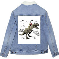 Jesus Riding On A Dinosaur Jesus Dinosaur Poster Tumblr Unisex Sherpa-lined Denim Jacket | Artistshot