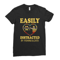 Easily Distracted By Fishing & Cats Ladies Fitted T-shirt | Artistshot