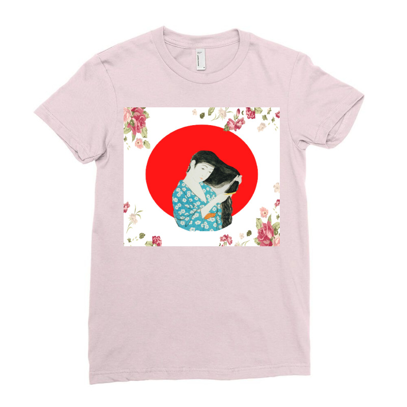 Geisha Combing Her Hair 1920 Poster Vintage Ladies Fitted T-Shirt by behanatoffox | Artistshot