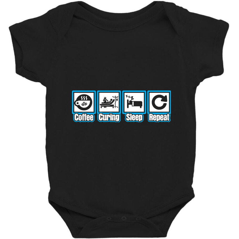 Coffee Curing Sleep Repeat Baby Bodysuit by fencevaudeville14 | Artistshot