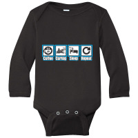 Coffee Curing Sleep Repeat Long Sleeve Baby Bodysuit | Artistshot