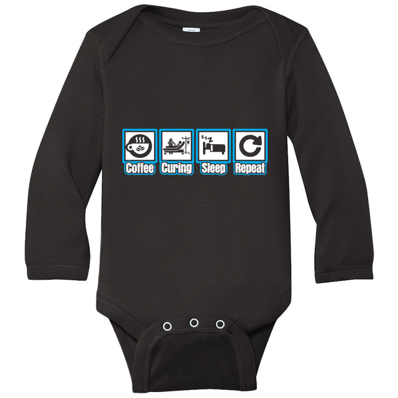 Coffee Curing Sleep Repeat Long Sleeve Baby Bodysuit by fencevaudeville14 | Artistshot