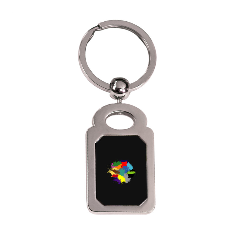 Colorful Brush Mess Silver Rectangle Keychain | Artistshot