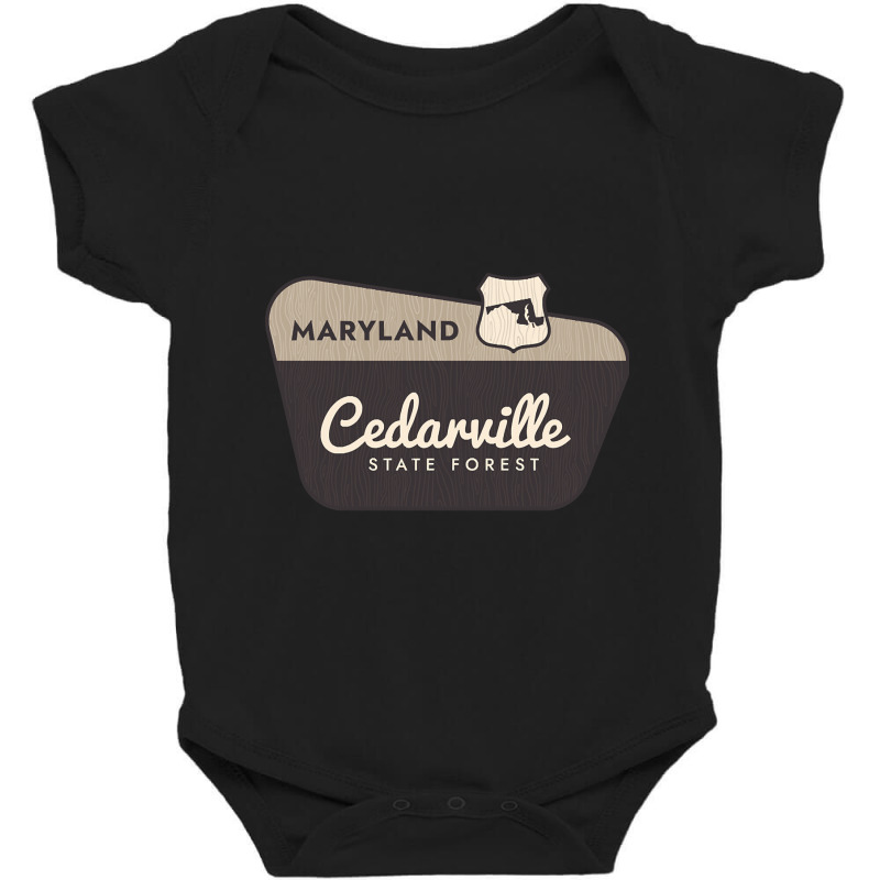 Cedarville State Forest Maryland Welcome Sign Baby Bodysuit | Artistshot