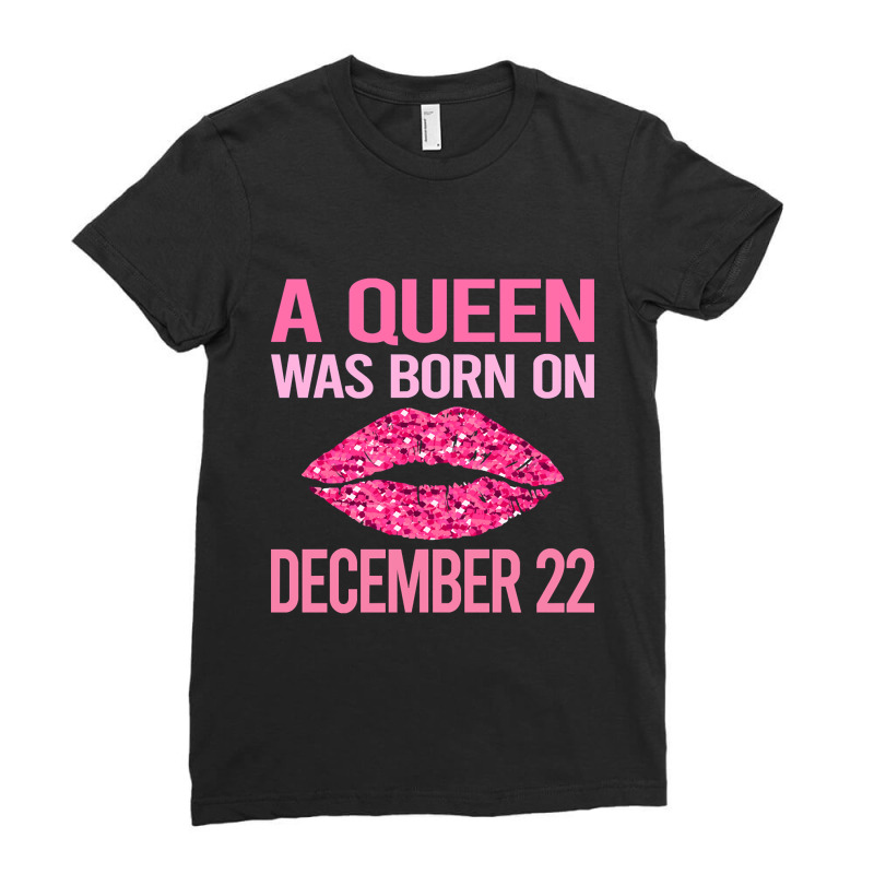 Pink Lips - Birthday December 22 22nd Ladies Fitted T-Shirt by cubicgetting01 | Artistshot