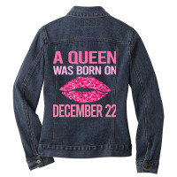 Pink Lips - Birthday December 22 22nd Ladies Denim Jacket | Artistshot