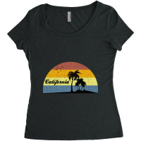 California Funny Vintage Summer Palm Tree Design Women's Triblend Scoop T-shirt | Artistshot