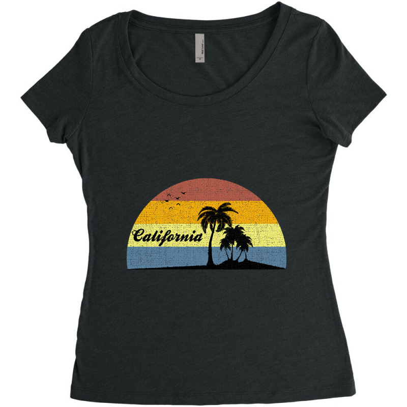 California Funny Vintage Summer Palm Tree Design Women's Triblend Scoop T-shirt by ternacanuda251 | Artistshot