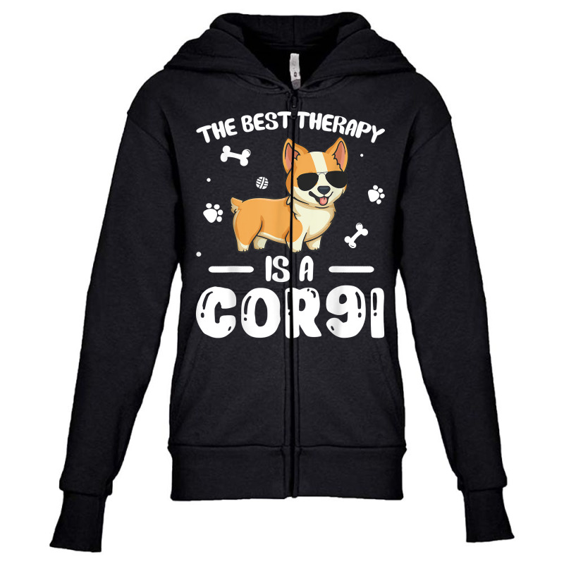 The Best Therapy Is A Corgi Dog Lover Owner Funny T Shirt Youth Zipper Hoodie by barrydygertkkx | Artistshot