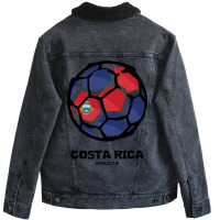 Costa Rica Football Country Flag Unisex Sherpa-lined Denim Jacket | Artistshot