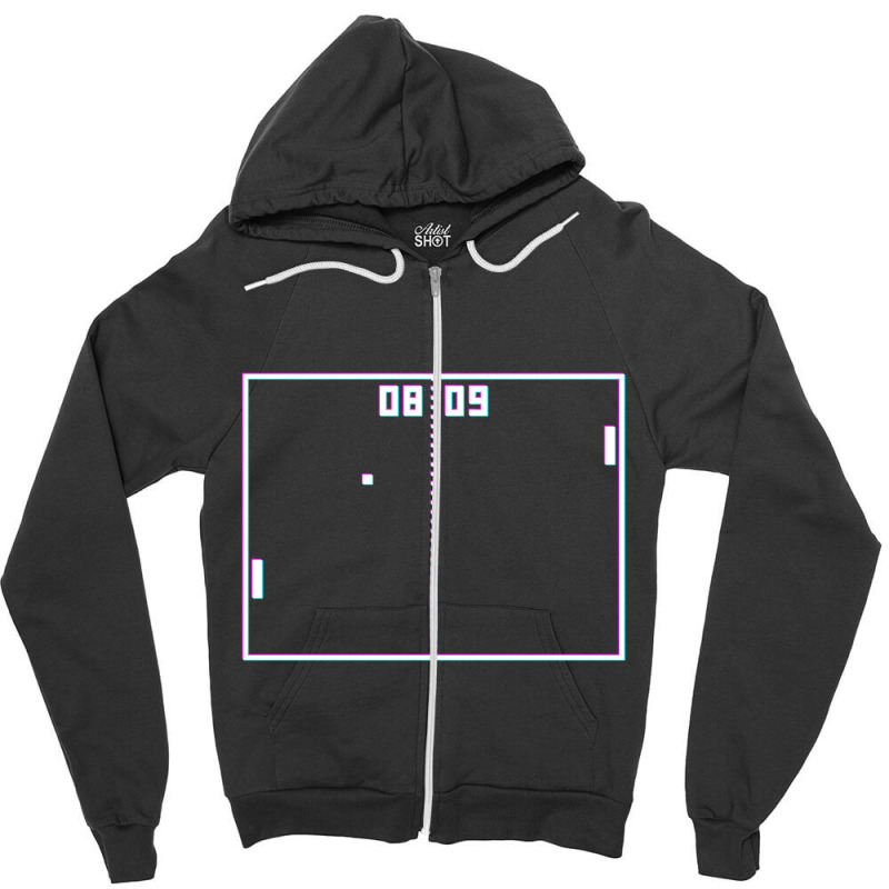 Trending Pong Game Retro Vintage Video Gamer Crt Screen Effect Gaming Zipper Hoodie by Estrada Link | Artistshot