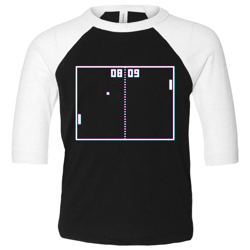 Trending Pong Game Retro Vintage Video Gamer Crt Screen Effect Gaming Toddler 3/4 Sleeve Tee by Estrada Link | Artistshot