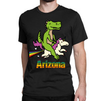 Arizona Tshirt Gift Dinosaur Riding Unicorn T Rex Kids Boy Girl Teen B Classic T-shirt | Artistshot