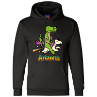 Arizona Tshirt Gift Dinosaur Riding Unicorn T Rex Kids Boy Girl Teen B Champion Hoodie | Artistshot