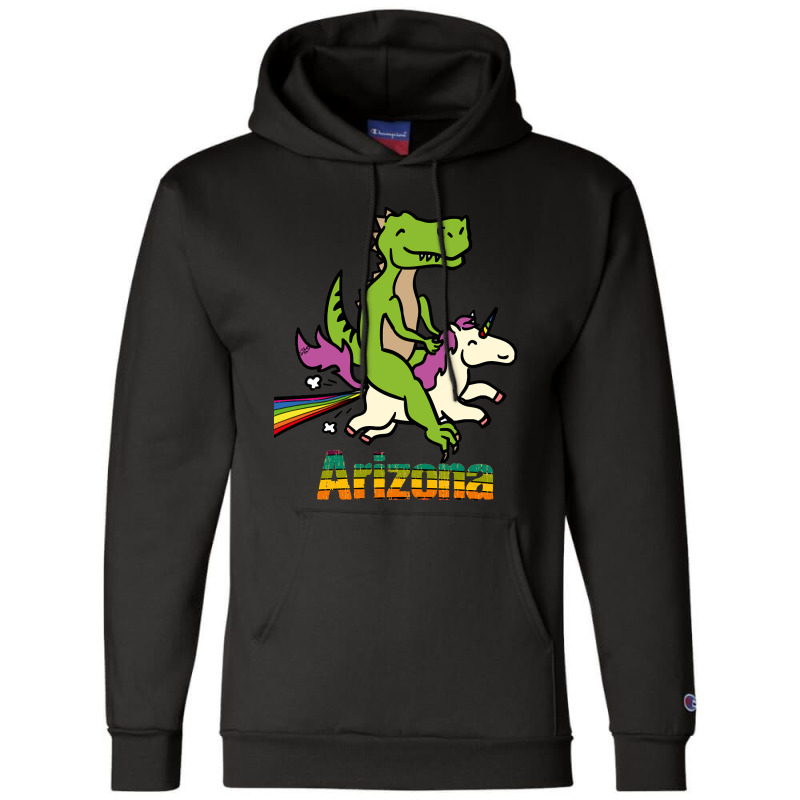 Arizona Tshirt Gift Dinosaur Riding Unicorn T Rex Kids Boy Girl Teen B Champion Hoodie by stumbledfeatures425 | Artistshot