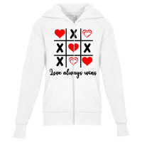 Love Always, Wins Tris Tic Tac Toe Valentines Day Sweatshirt Youth Zipper Hoodie | Artistshot