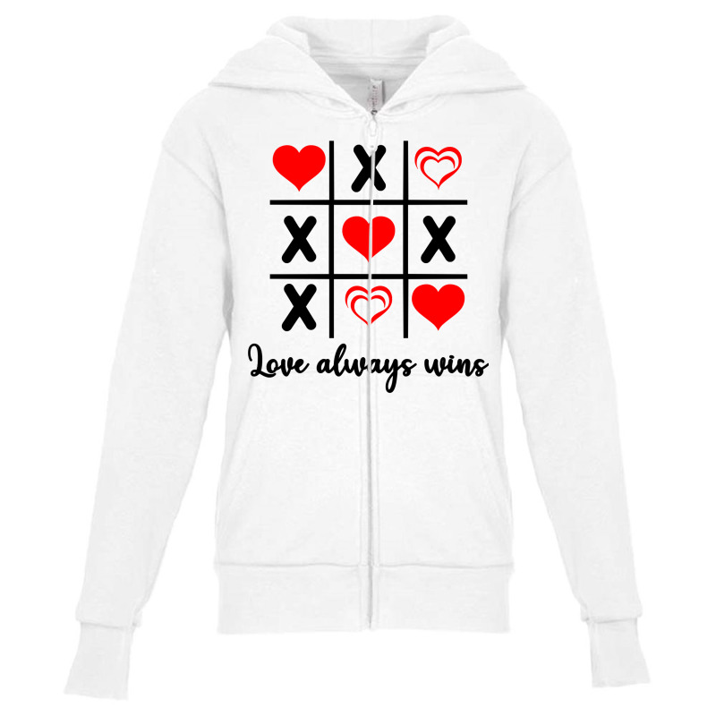 Love Always, Wins Tris Tic Tac Toe Valentines Day Sweatshirt Youth Zipper Hoodie | Artistshot