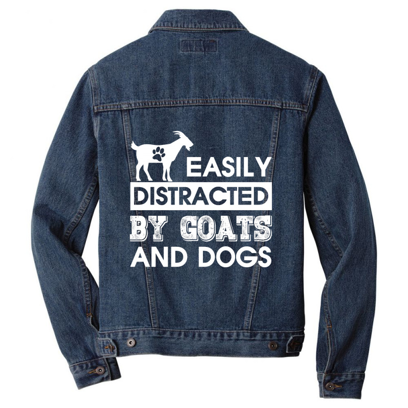 Easily Distracted By Goats And Dogs Men Denim Jacket by hoainv | Artistshot