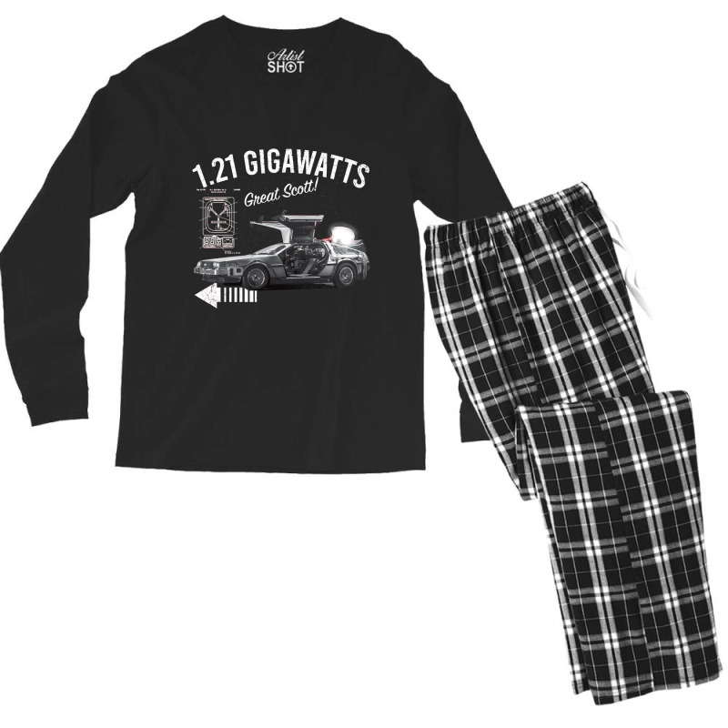 Back To The Future 1.21 Gigawatts Delorean Car Men's Long Sleeve Pajama Set by samplesend0 | Artistshot