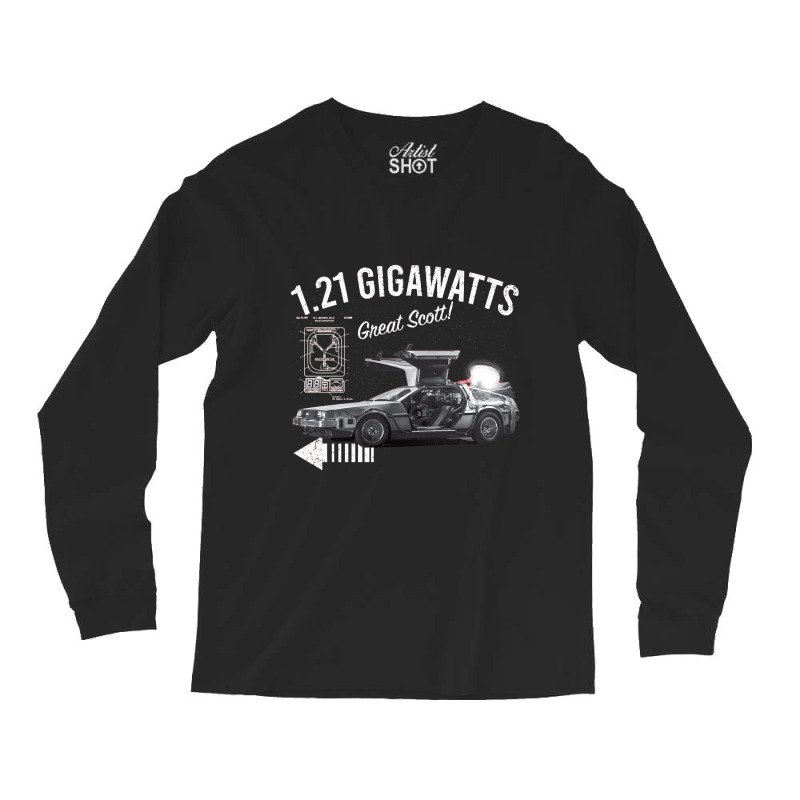 Back To The Future 1.21 Gigawatts Delorean Car Long Sleeve Shirts by samplesend0 | Artistshot