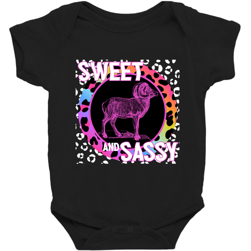 Bighorn Ram Sheep Sweet And Sassy Animal Rainbow Leopard Print Baby Bodysuit by jauntdemant049 | Artistshot