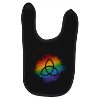 Paint Splatter Lgbtq Pride Rainbow Triquetra Symbol Baby Bibs | Artistshot