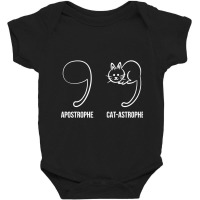 Apostrophe Vs Catastrophe. Funny Cat Pun English Grammar Baby Bodysuit | Artistshot